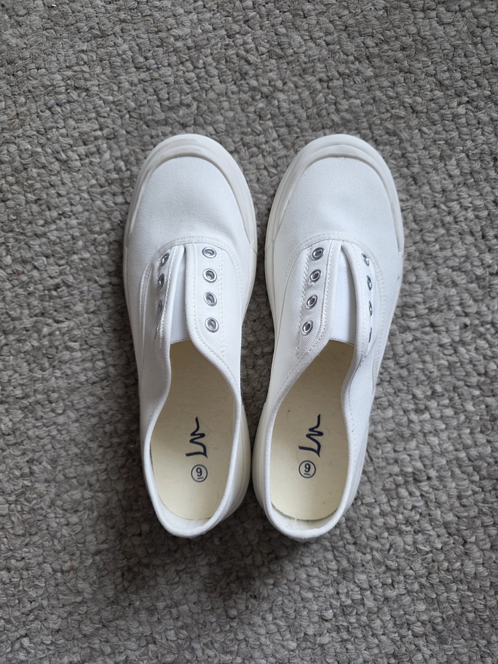 White Slip-On Canvas Sneakers with Logo